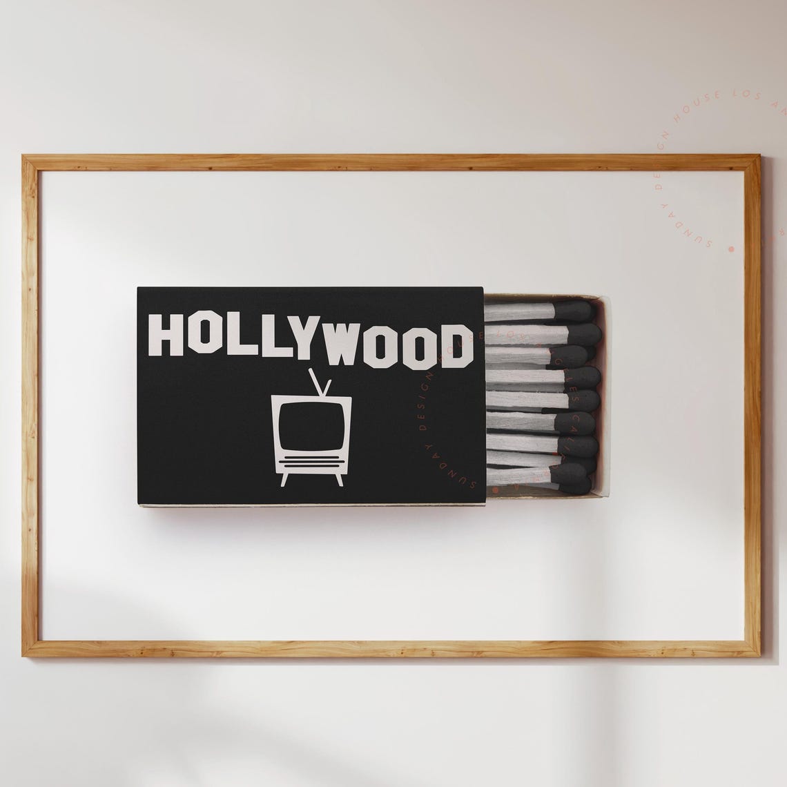 Hollywood Classic Retro TV Black Matchbox Typography Decor Poster