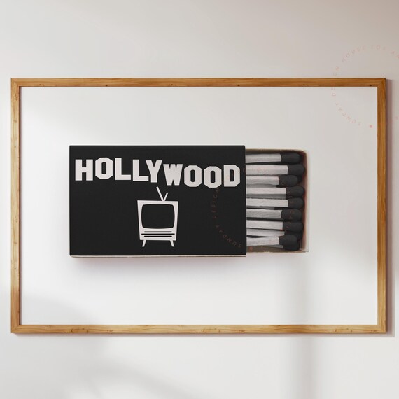 Hollywood Classic Retro TV Black Matchbox Typography Decor Poster