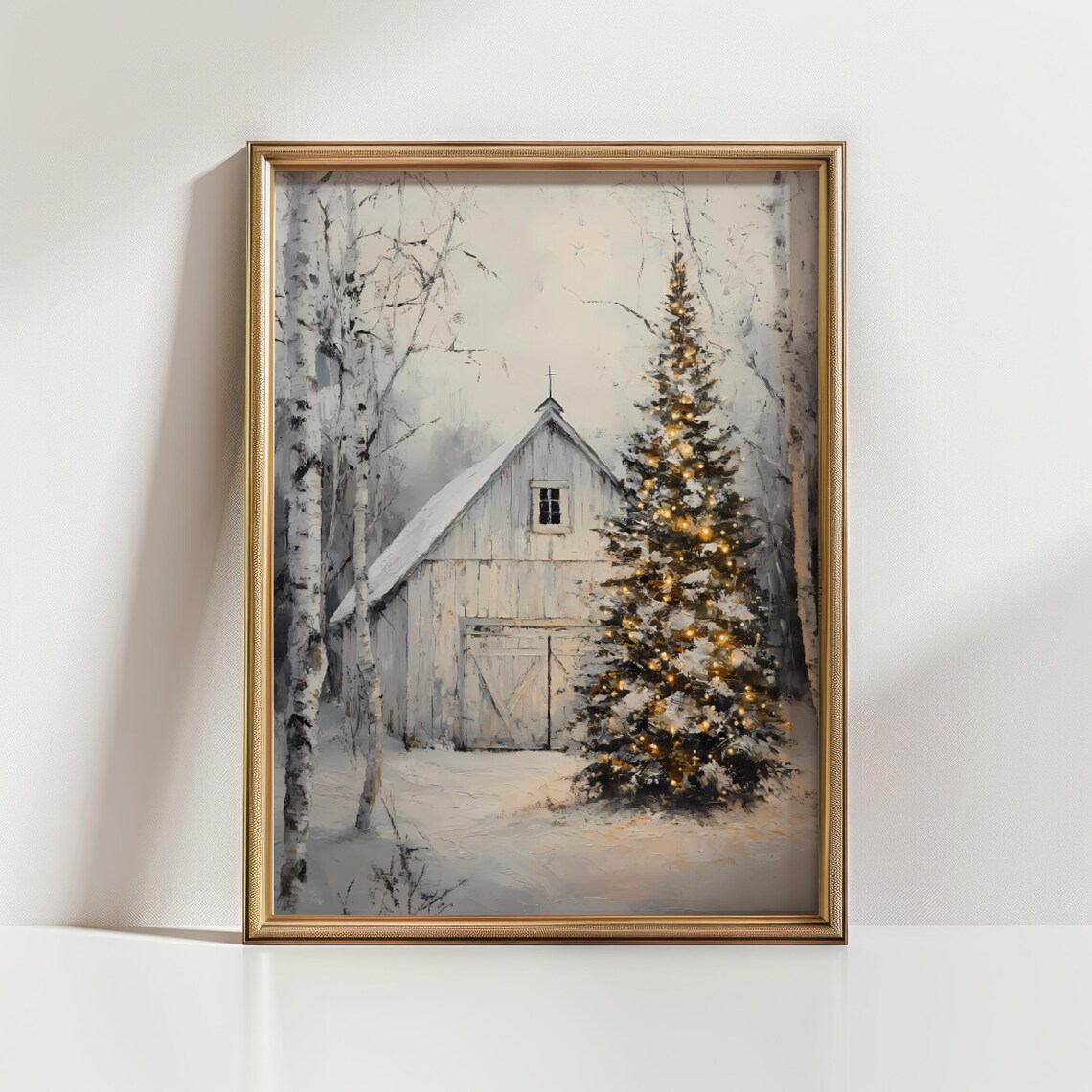 Rustic Winter Wall Art, Vintage Style Christmas Art