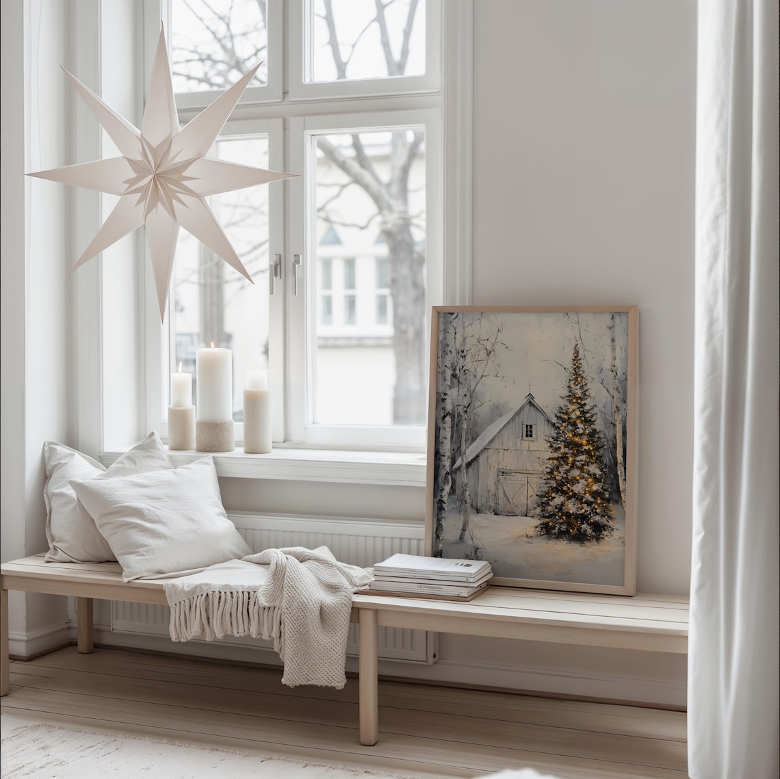 Rustic Winter Wall Art, Vintage Style Christmas Art - Image 3
