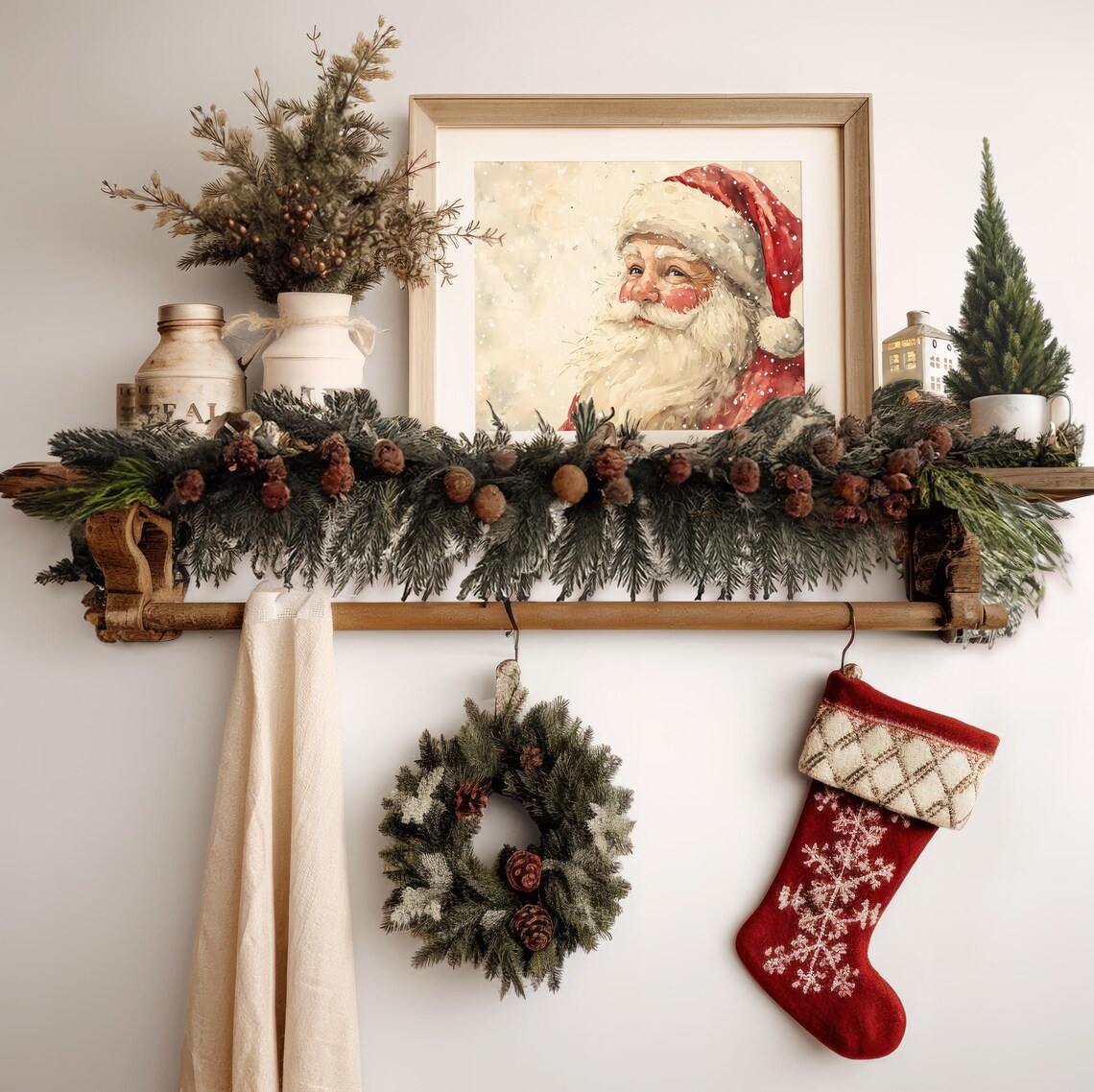 Santa Claus Rustic Holiday Portrait Poster