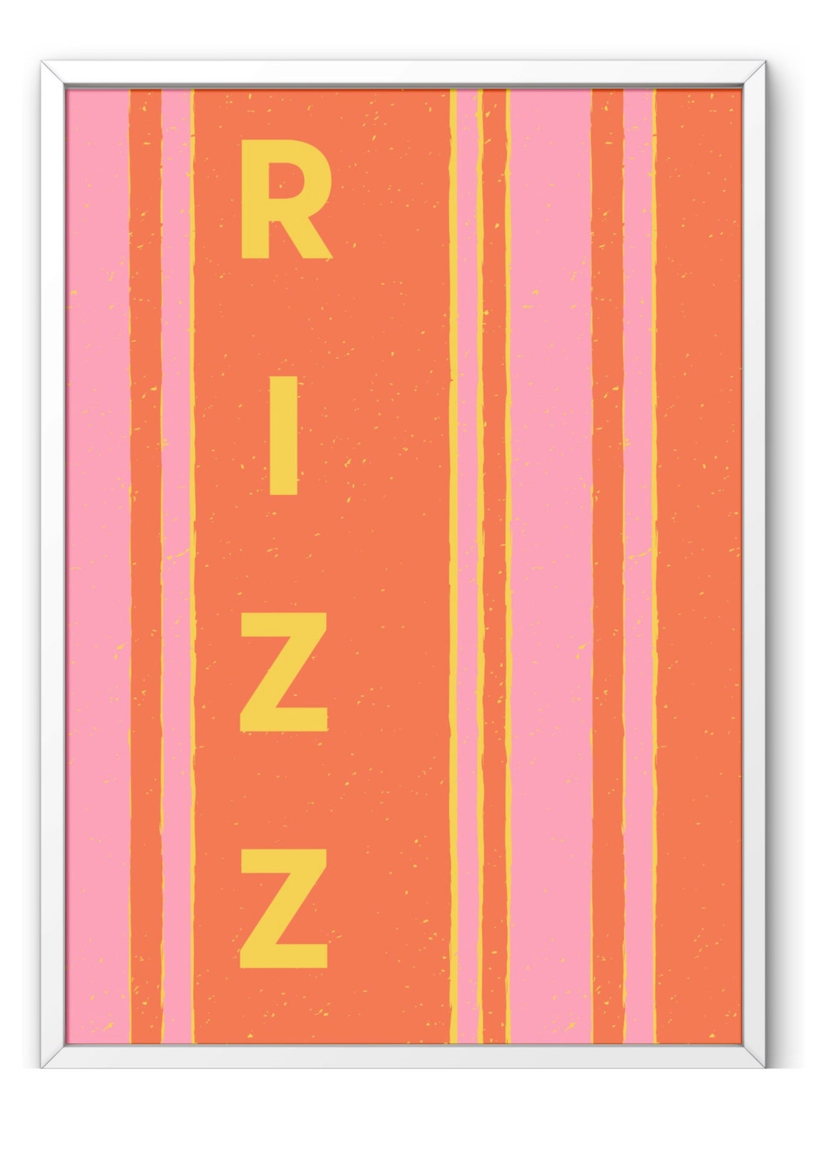 Rizz Bold Vertical Slang Typography Retro Striped Wall Poster - Image 2