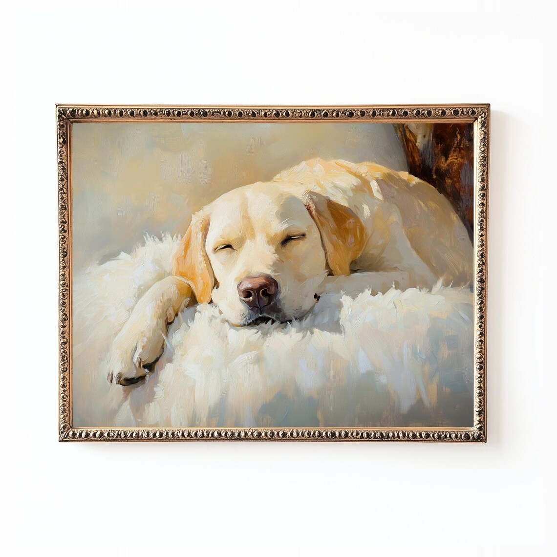 Sleeping Labrador Oil Painting, Dog Portrait
