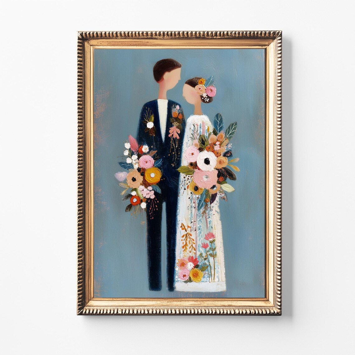 Vintage Wedding Painting, Romantic Floral Art Print