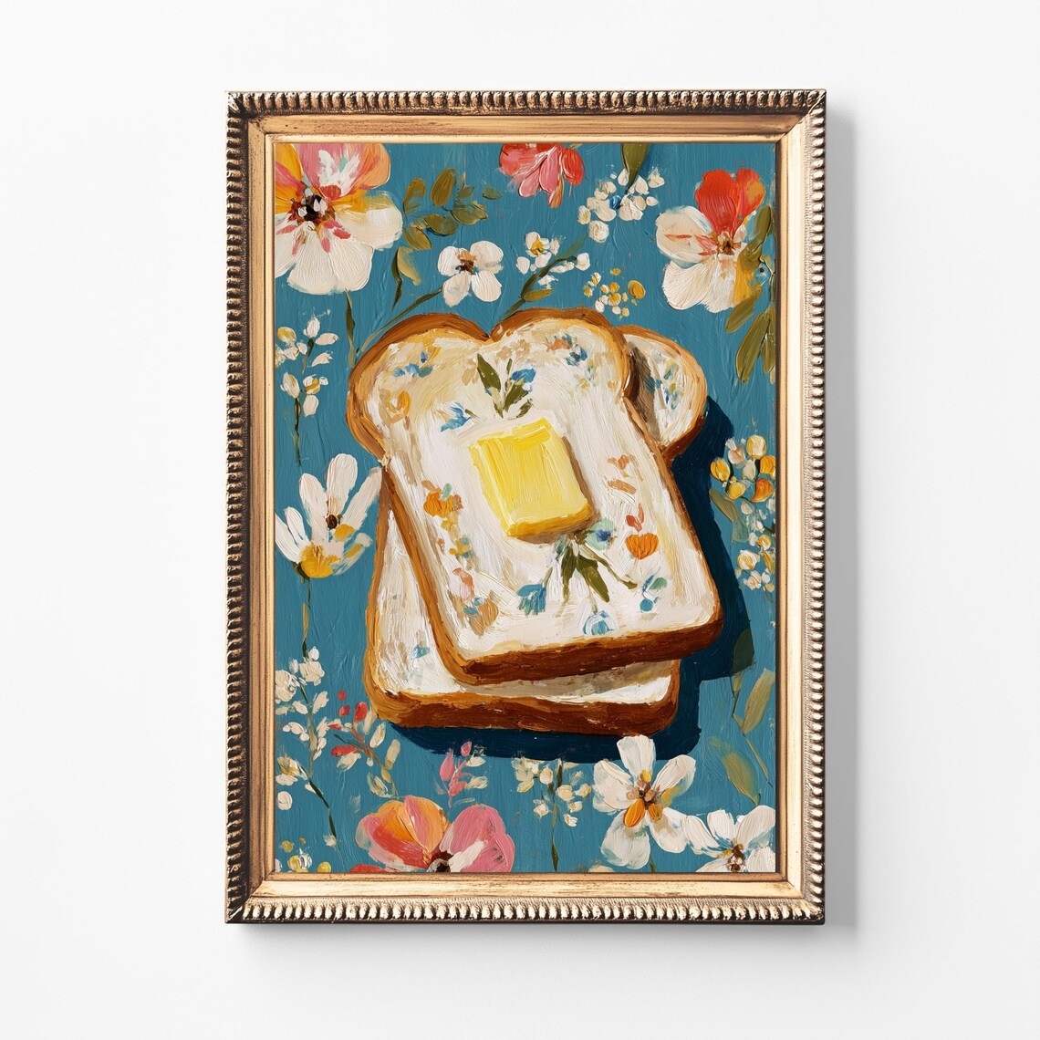 Coquette Kitchen Toast Art Print, Vintage Breakfast Decor