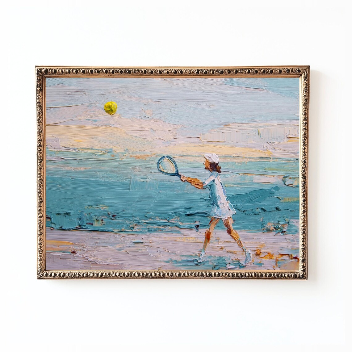 Coastal Tennis, Pastel Beach Sports Print