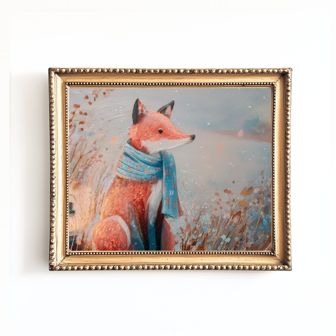 Winter Fox Art Print, Rustic Cabin Decor