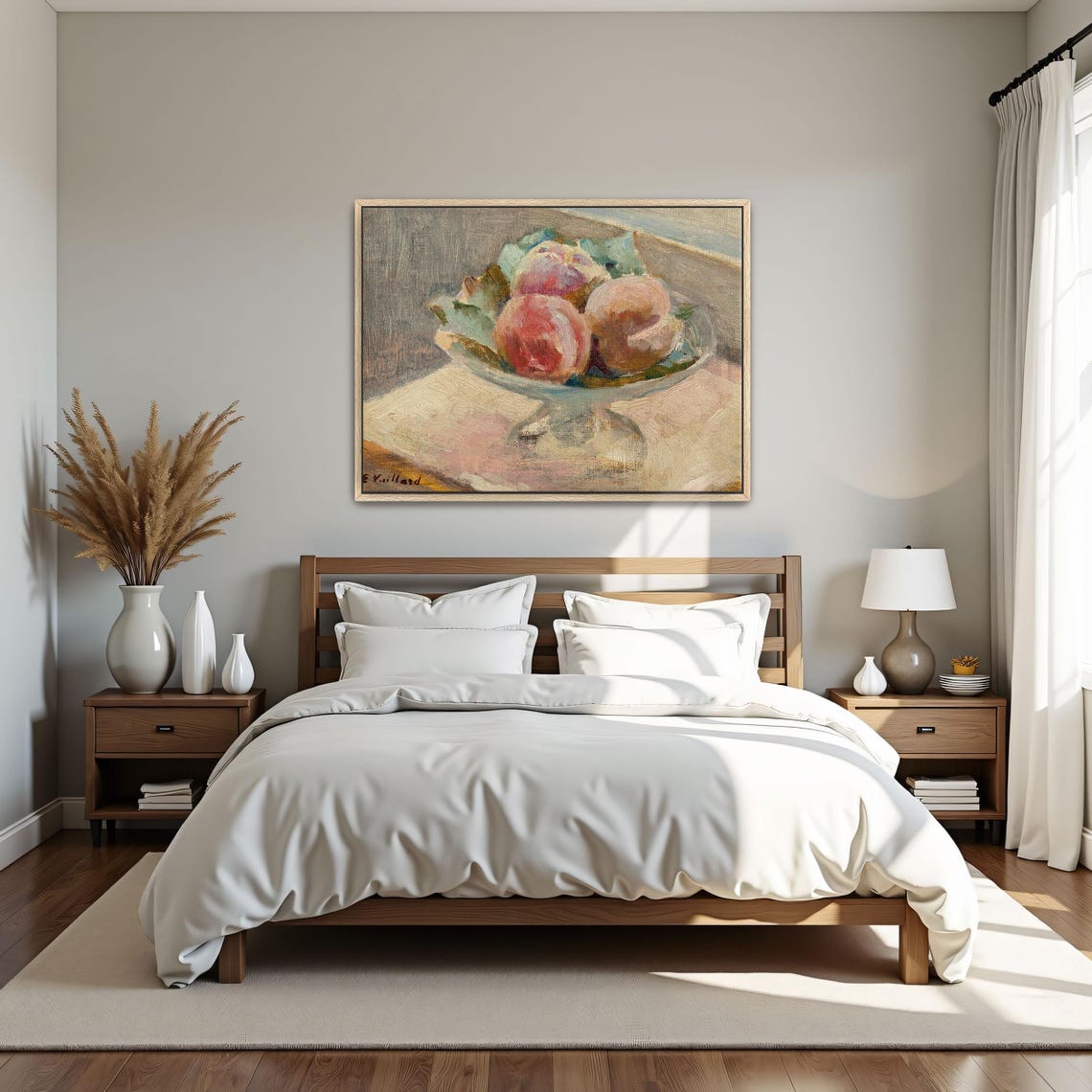 Peaches in a Glass Bowl Impressionist Fruit Still Life Poster - Image 5
