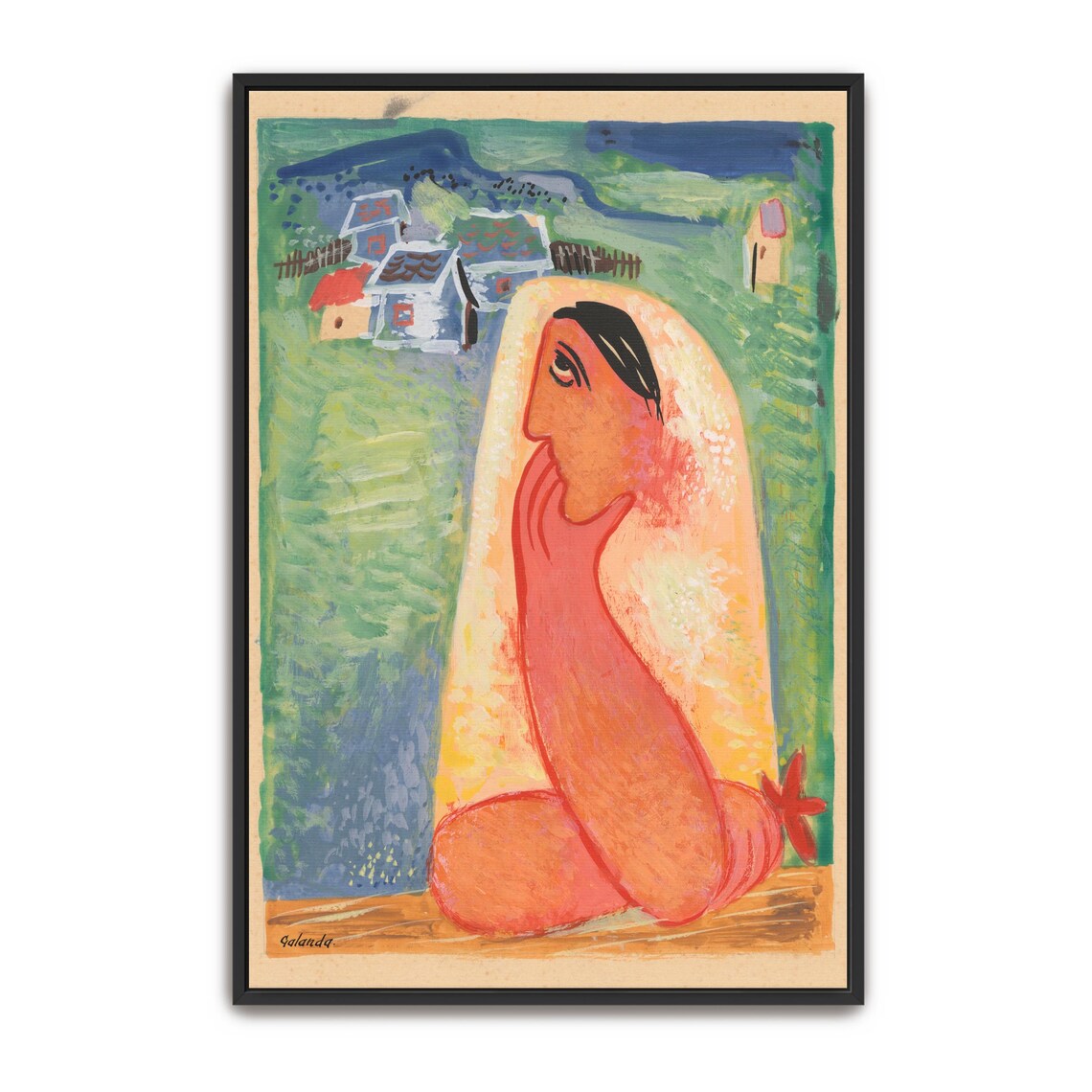 Veiled Woman In A Green Village Setting Fauvist Portrait Poster