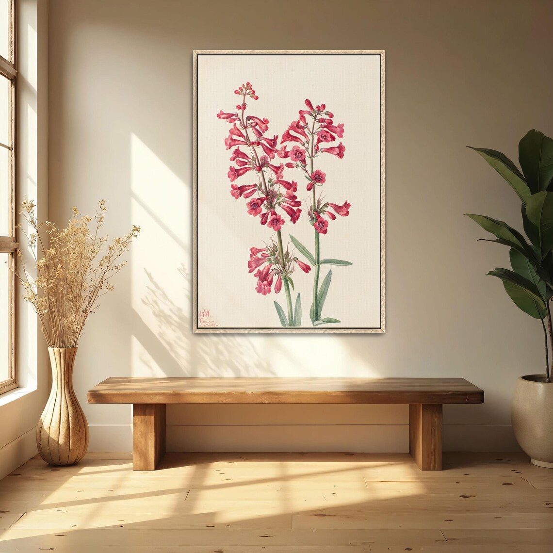 Pink Wildflower Trumpet Blossoms Watercolor Botanical Study Art Poster - Image 4