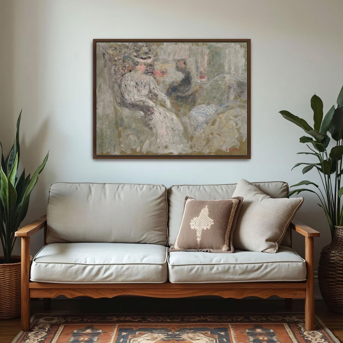 Woman in White in Soft Interior Impressionist Portrait Poster - Image 2