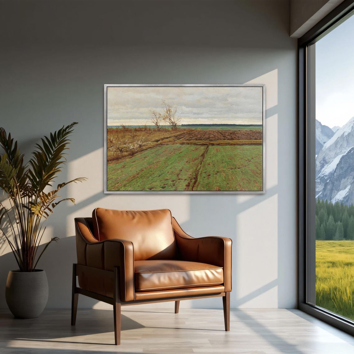 Ploughed Fields Stretching Under A Cloudy Autumn Sky Landscape Poster - Image 2