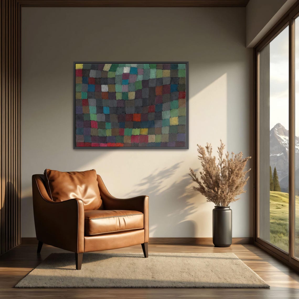 Paul Klee Framed Wall Art Abstract Geometric Painting With Colorful Squares Geometric Fine Art Print Green And Brown Bedroom Art - Image 3