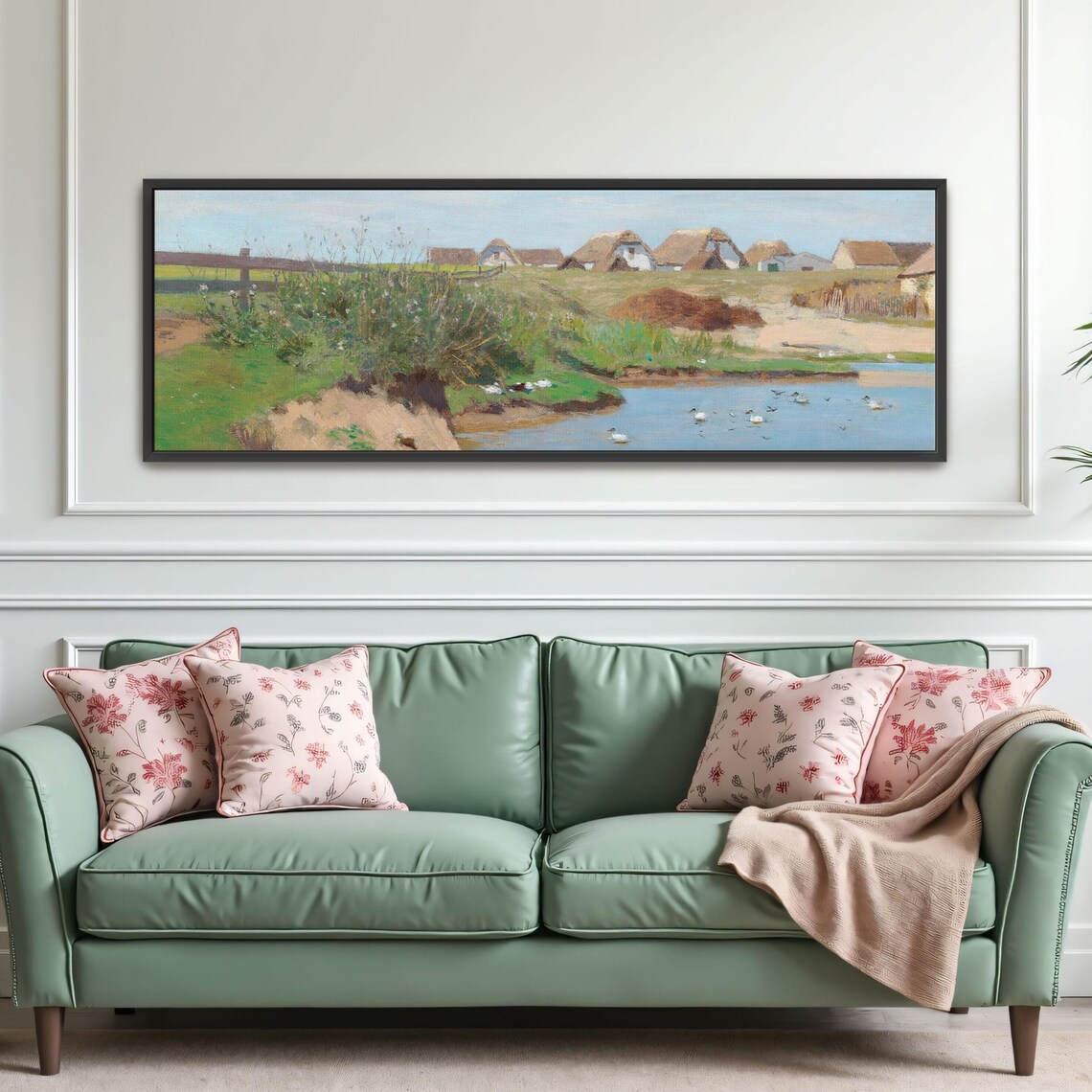 Village Cottages Along a Quiet River With Swimming Ducks Poster - Image 4