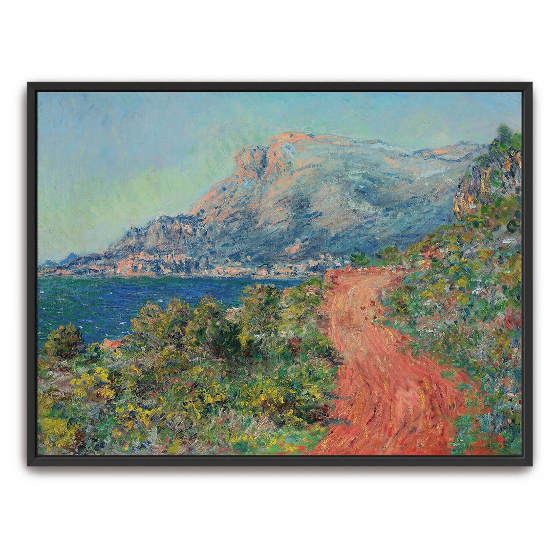 Claude Monet Coastal Red Road With Mountains Above The Sea Poster