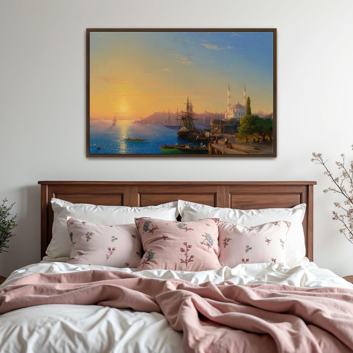 Sunset Over Constantinople With Sailing Ships Vintage Travel Art Print - Image 5