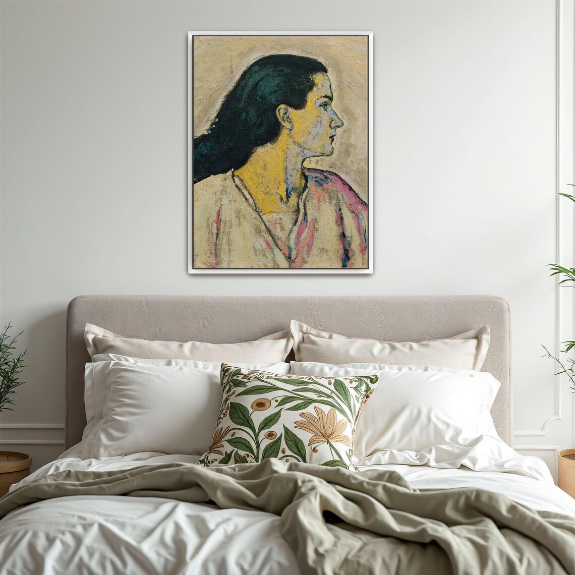 Profile Portrait of a Woman Expressionist Style Oil Painting Poster - Image 3