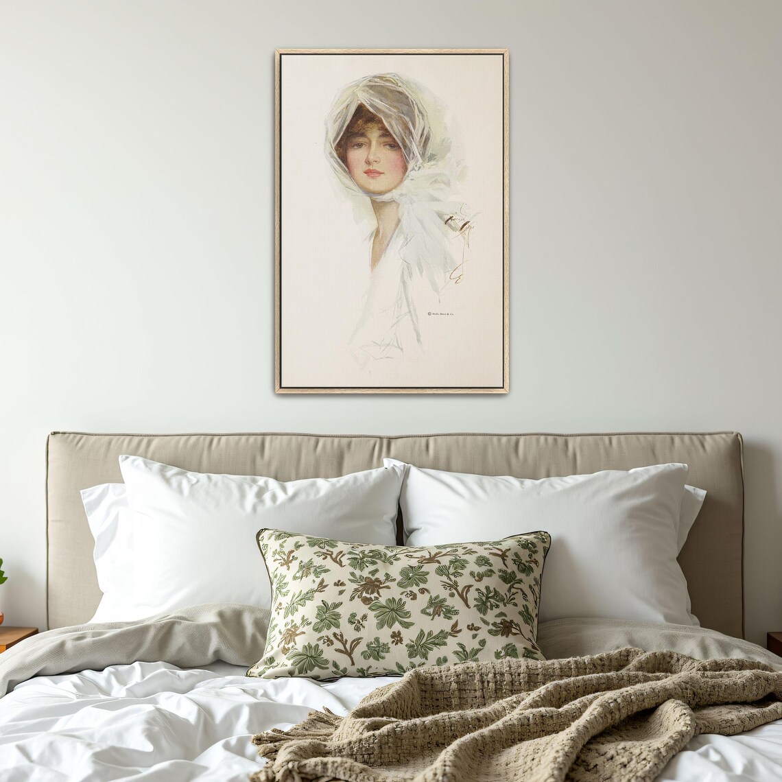 Woman in a White Veil Vintage Early 1900s Portrait Illustration Poster - Image 4