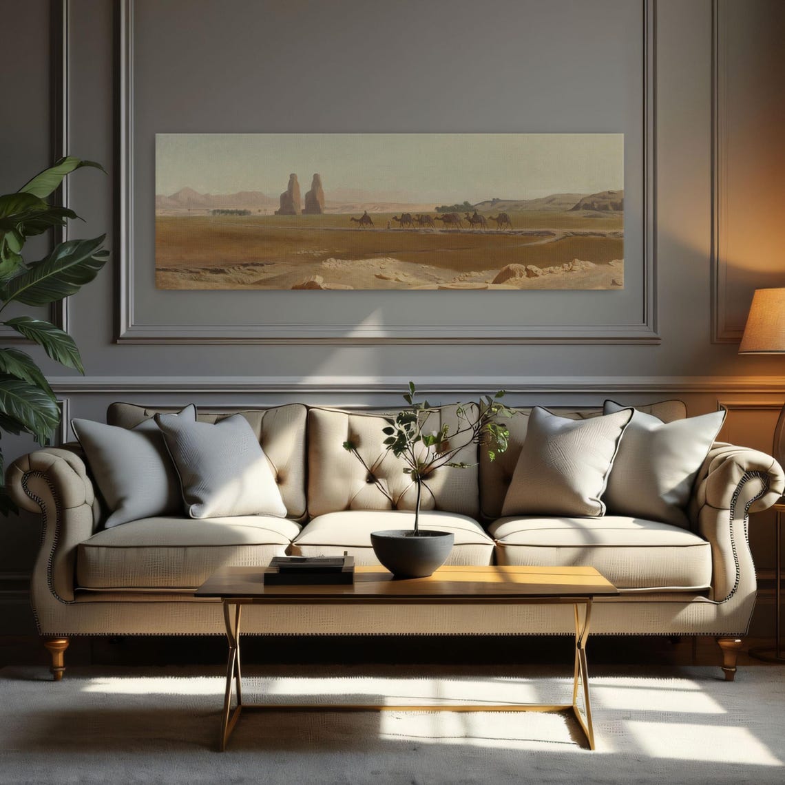 Camel Caravan Crossing A Desert Plain Near Ancient Ruins Poster - Image 3