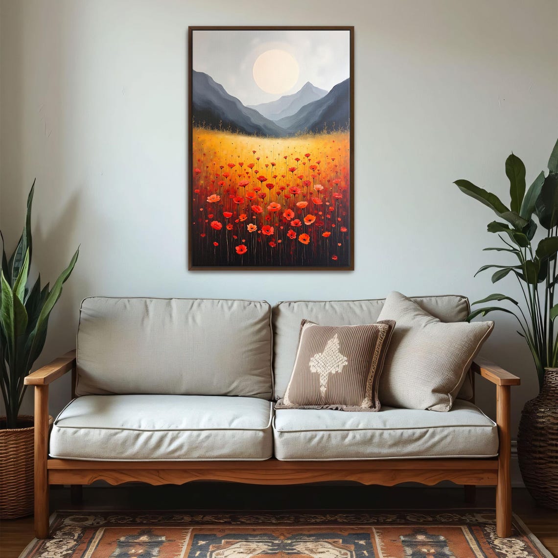 Red Poppies under a Full Moon in a Dark Mountain Valley Poster - Image 5