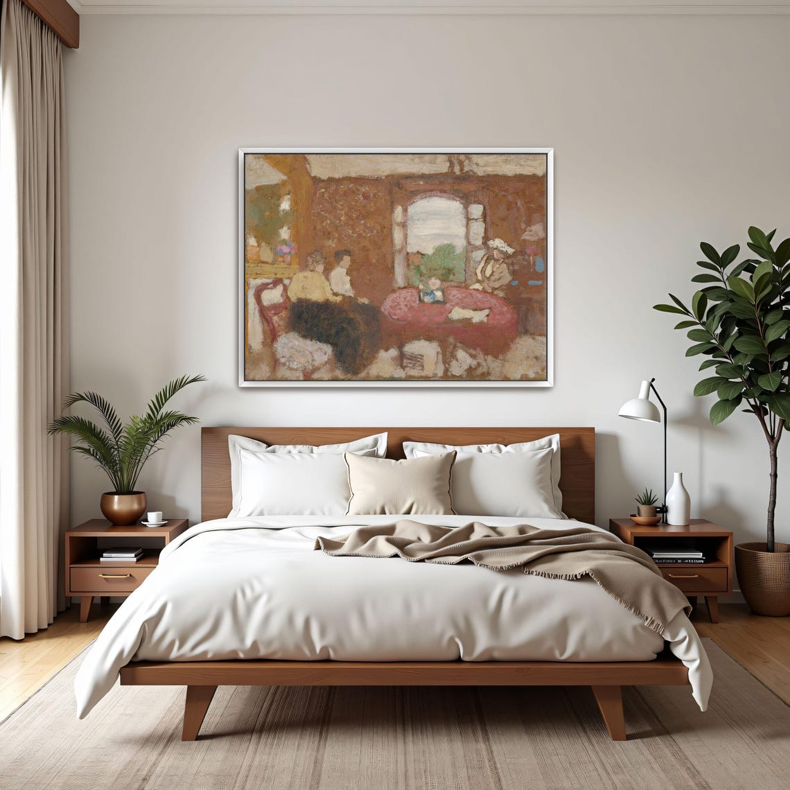 Three Women Gathered in Interior Vintage Impressionist Art Poster - Image 2