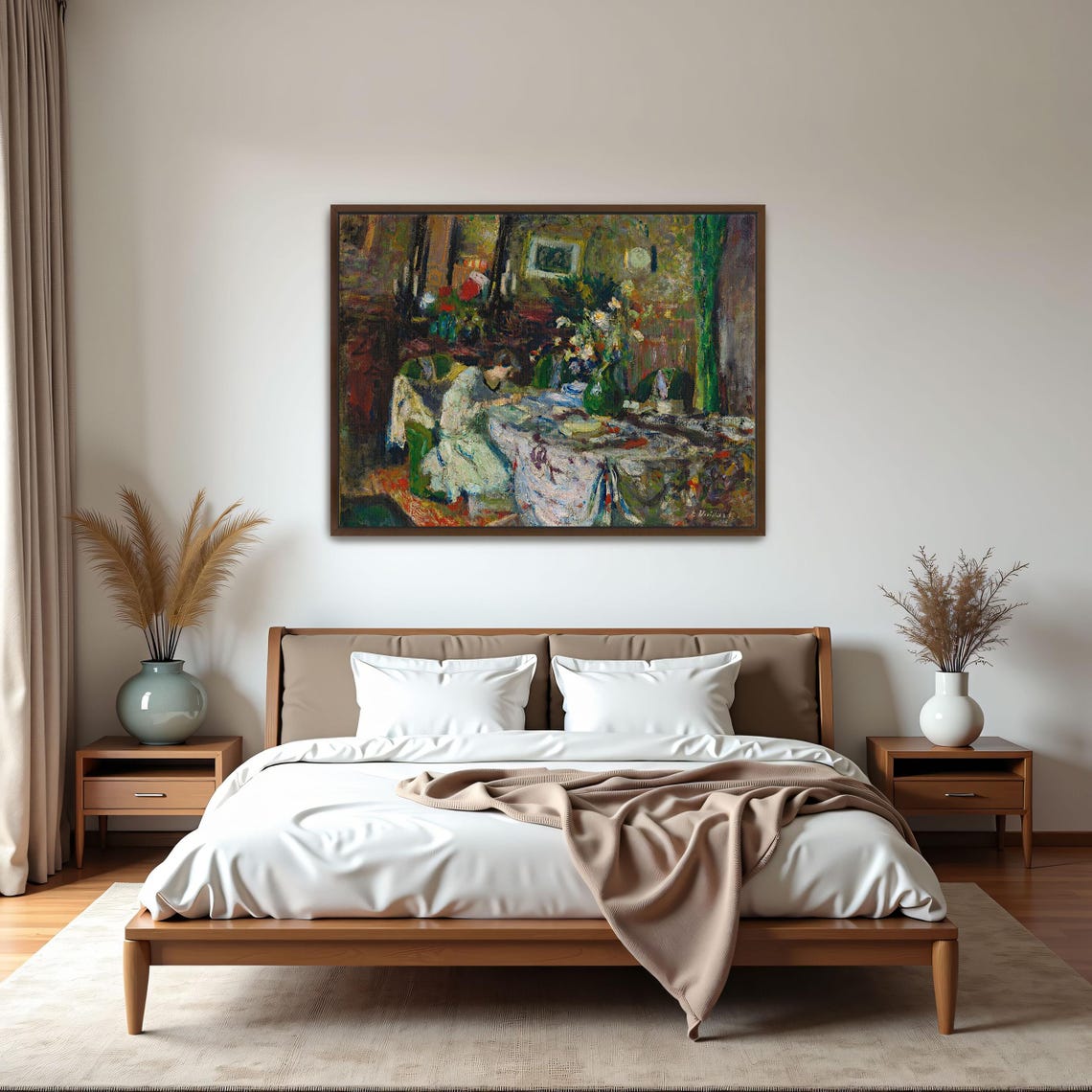 Woman Seated at a Set Table Vintage Impressionist Interior Art Print - Image 5
