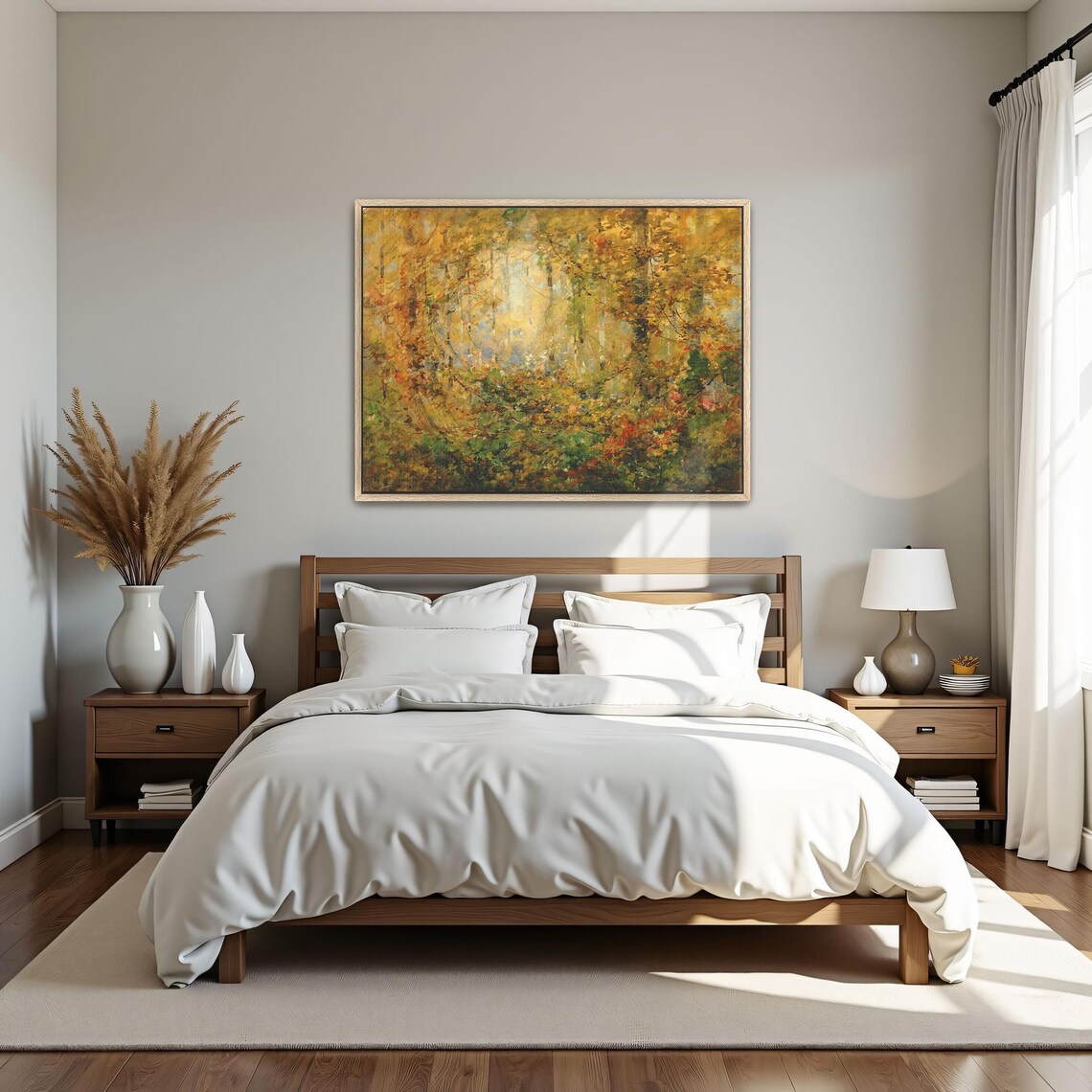 Golden Autumn Forest Dense Foliage Impressionist Scene Poster - Image 2