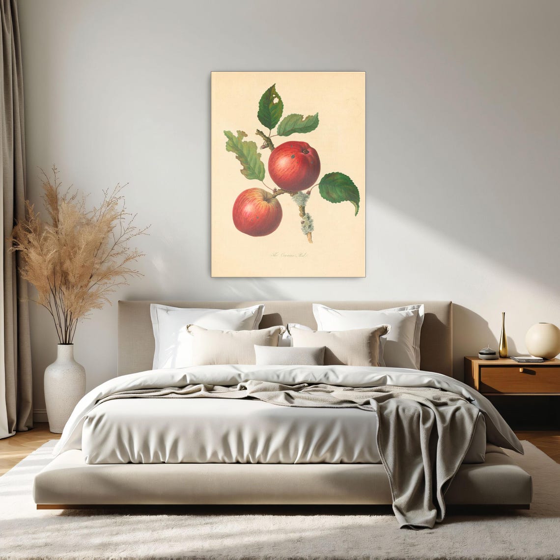 Two Red Apples On A Branch Antique Botanical Illustration Art Poster - Image 2