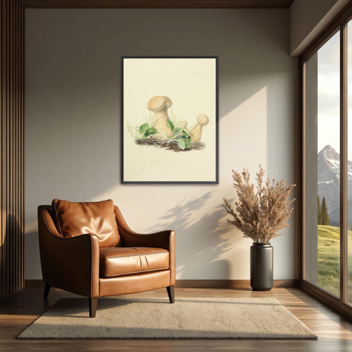Vintage Mushroom Botanical Illustration Two Cream Caps Art Poster - Image 4