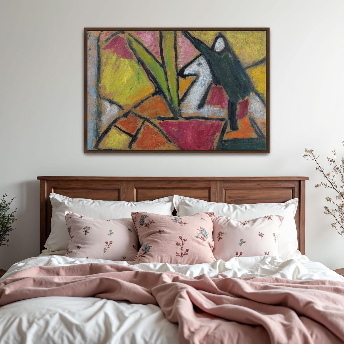 Framed Wall Art Of Abstract Painting Of A White Animal Animal Fine Art Print Green And Yellow Living Room Decor Rustic Oil Painting - Image 5