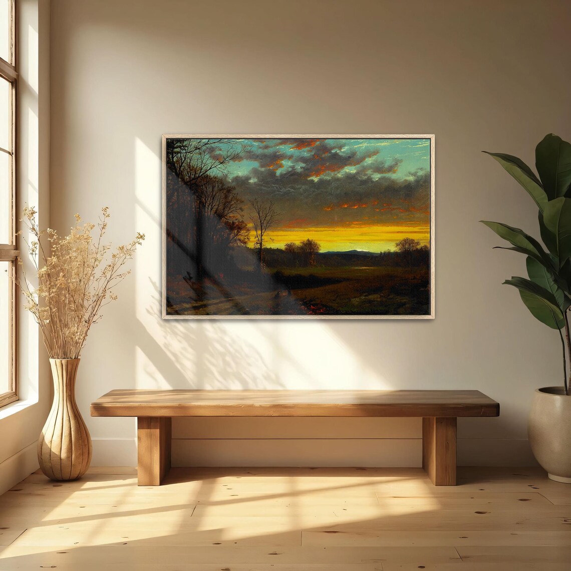 Large Framed Print Of Forest Clearing Sunset Landscape Landscape Fine Art Print Brown And Yellow Living Room Artwork - Image 5