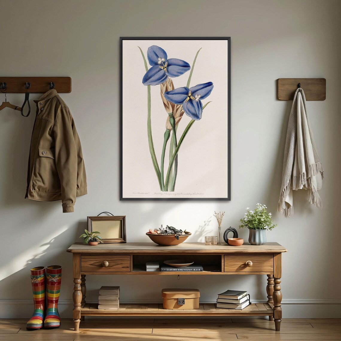 Blue Star Shaped Blossoms Antique Botanical Illustration Art Poster - Image 3
