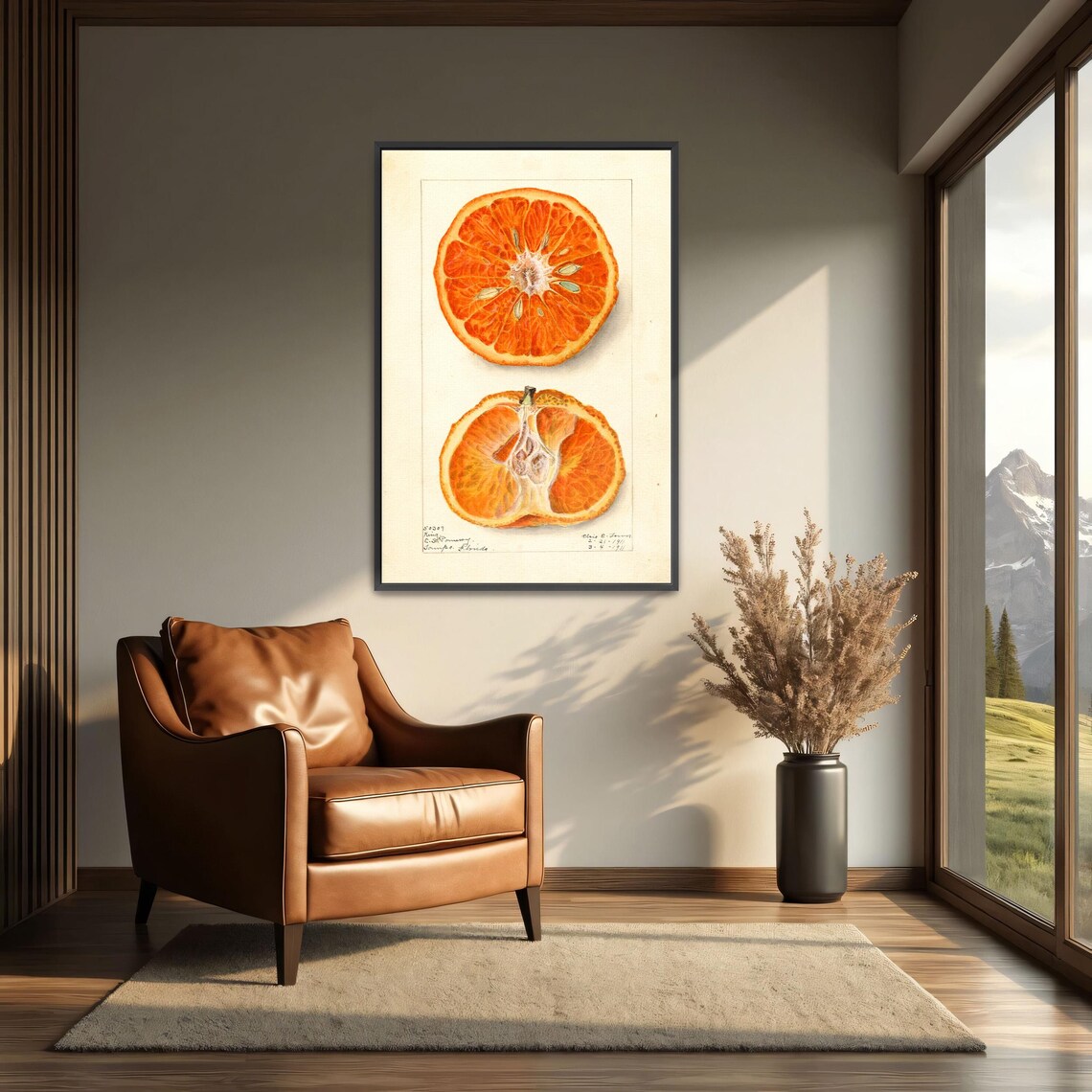 Blood Orange Cross Section Vintage Botanical Fruit Illustration Poster - Image 3