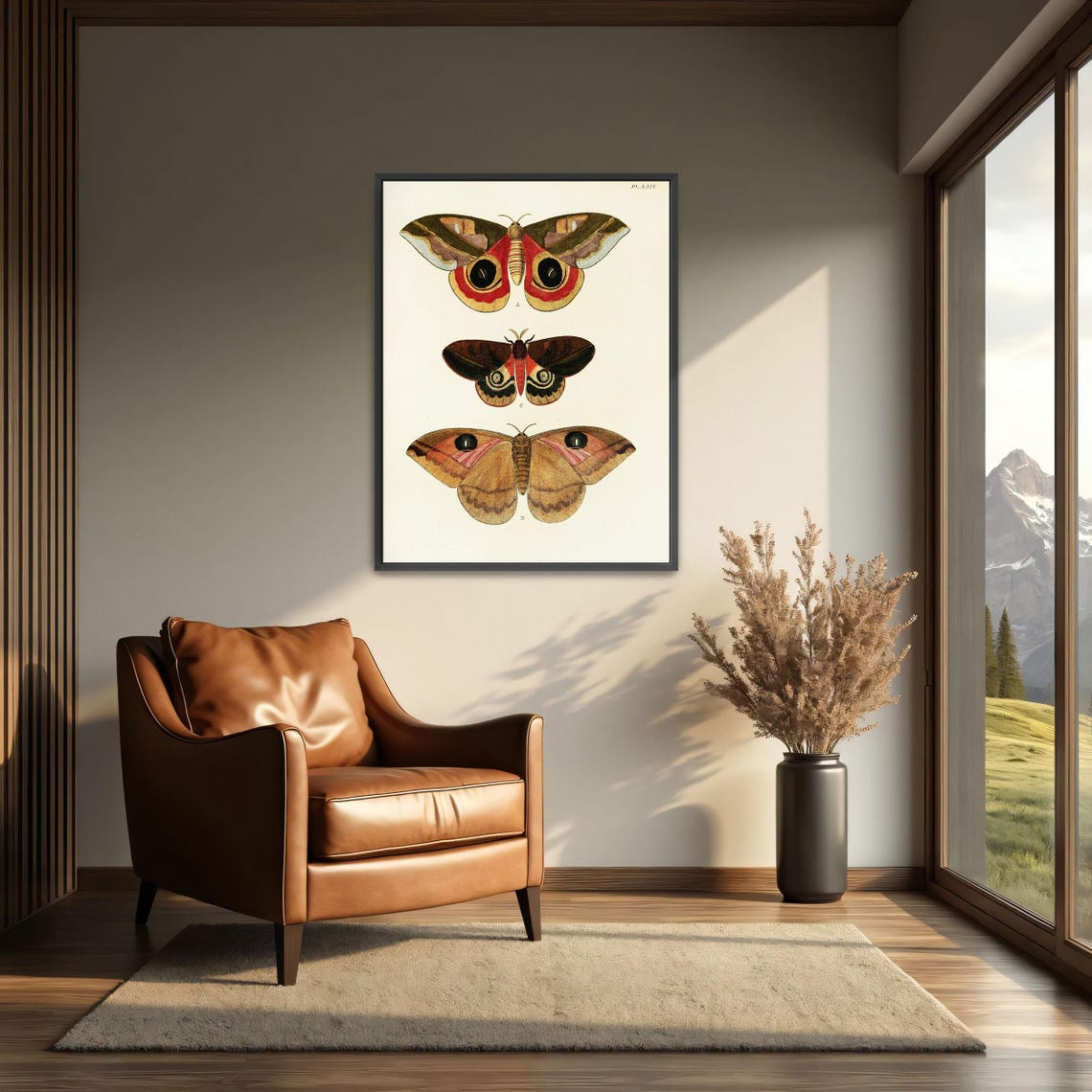 Framed Print Of Three Butterfly Specimens On White Background Animal Print Brown And Red Entryway Art Boho Artwork