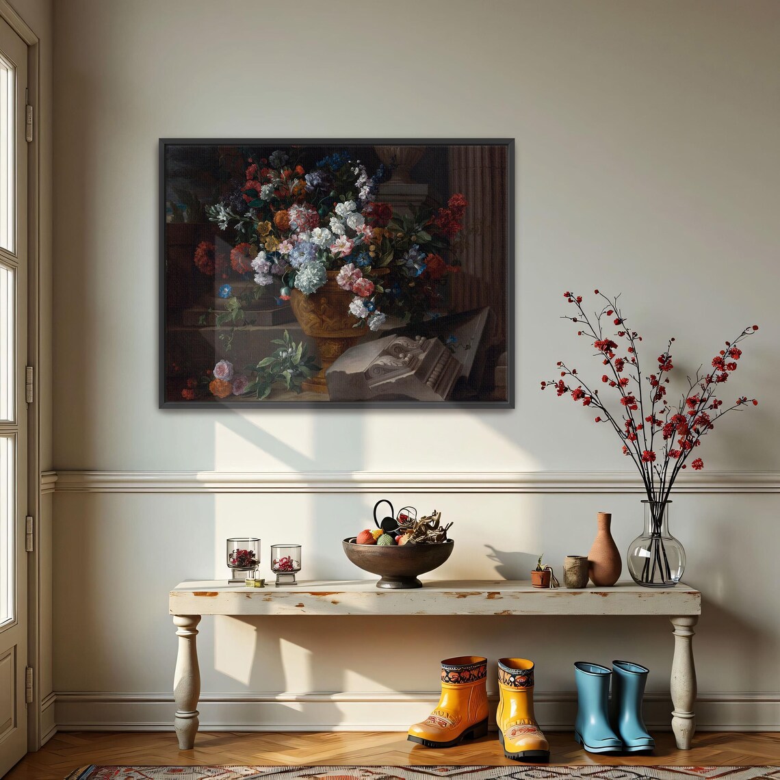 Classical Baroque Still Life Of Flowers In A Golden Urn Poster - Image 3
