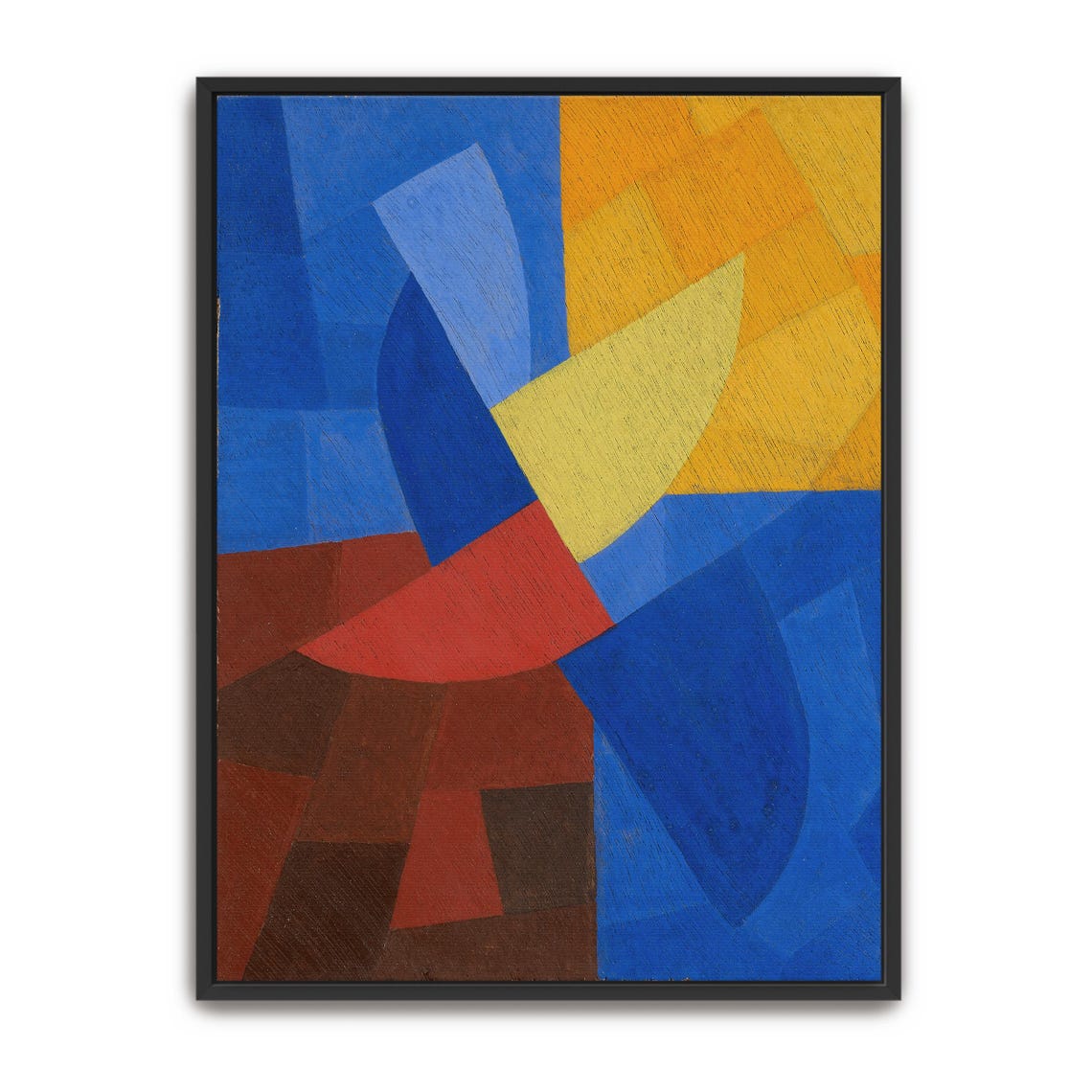 Framed Print Of Abstract Geometric Painting Geometric Print Blue And Yellow Entryway Artwork Minimalist Oil Painting