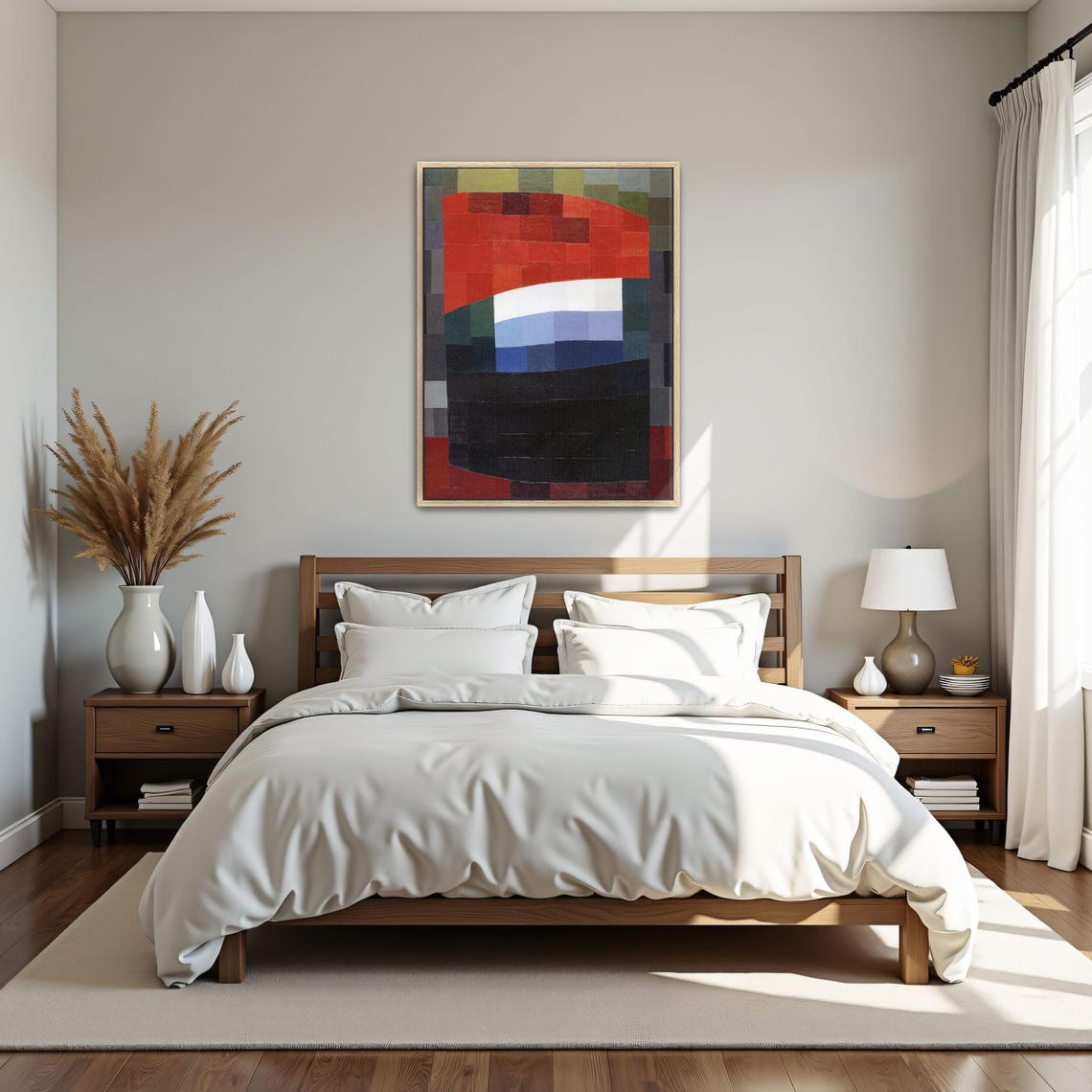 Framed Print Of Abstract Geometric Art With Red White And Blue Geometric Wall Art Red And White Entryway Decor Geometric Art - Image 5