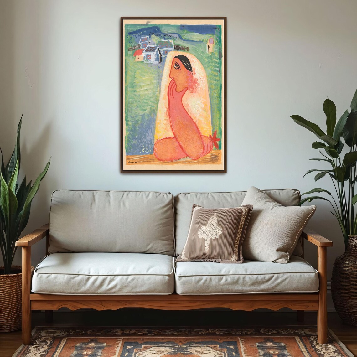 Veiled Woman In A Green Village Setting Fauvist Portrait Poster - Image 5