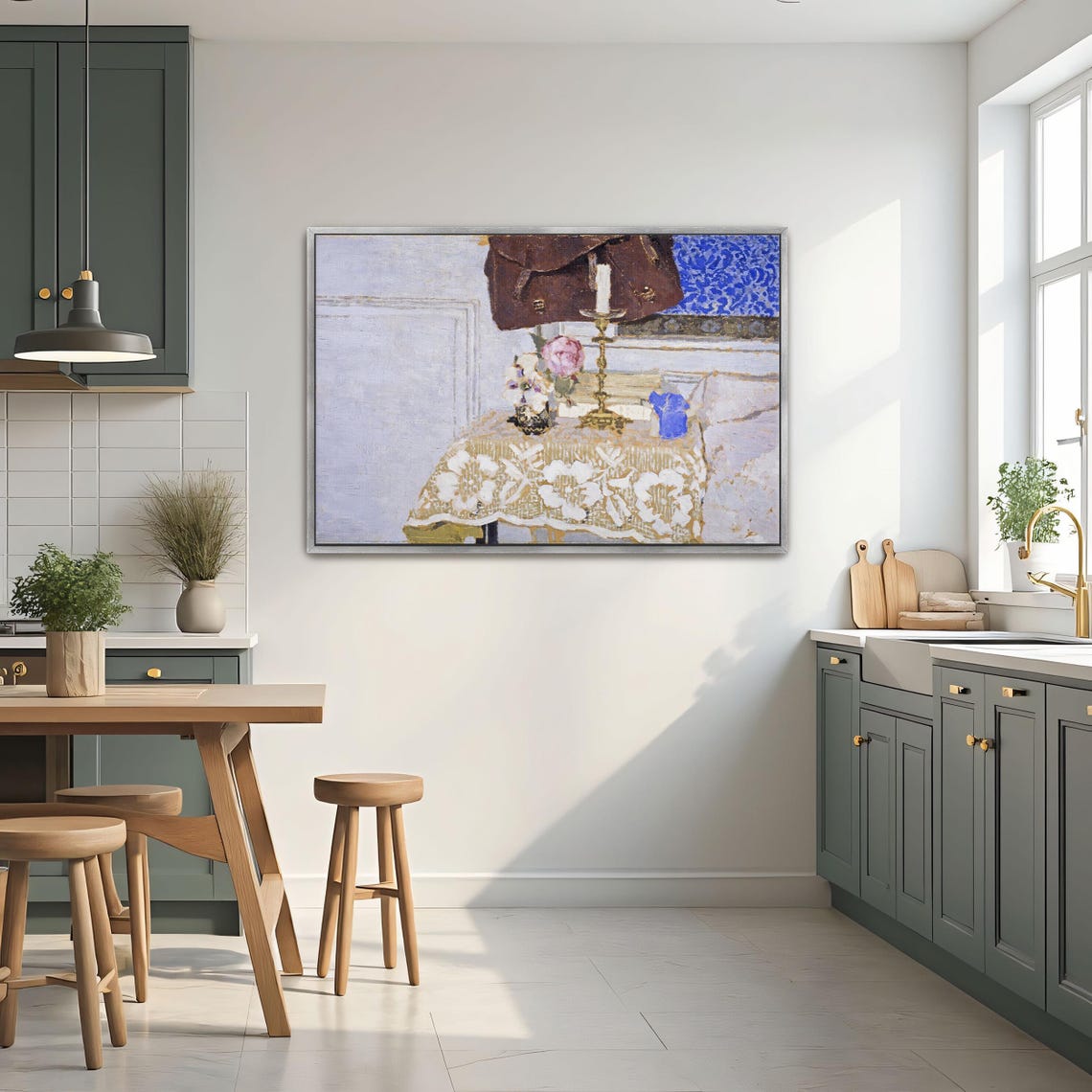 Flowers Candle and Lace Cloth Intimate Table Still Life Poster - Image 3