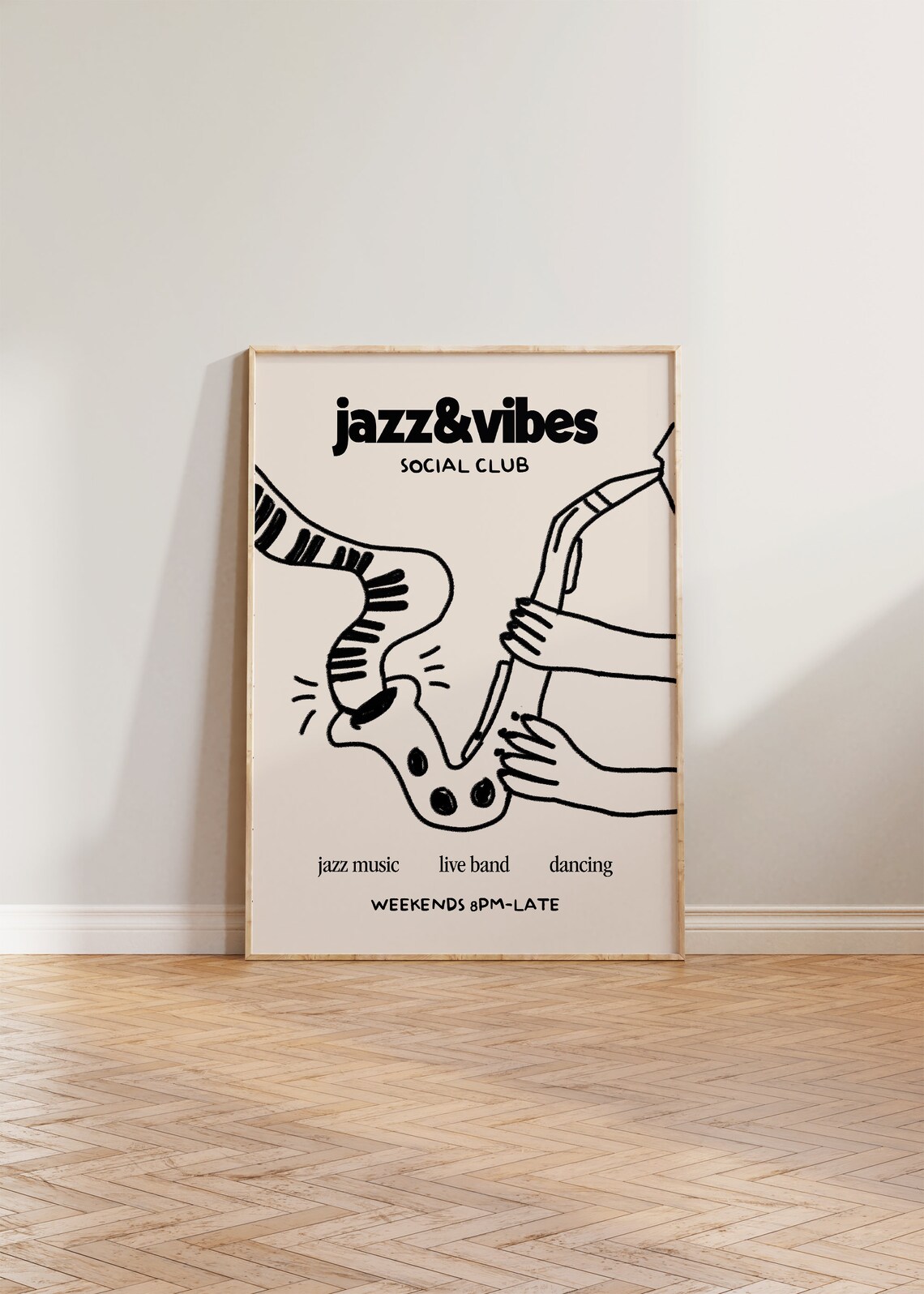 Music Print Jazz Illustration, Retro Social Club Poster