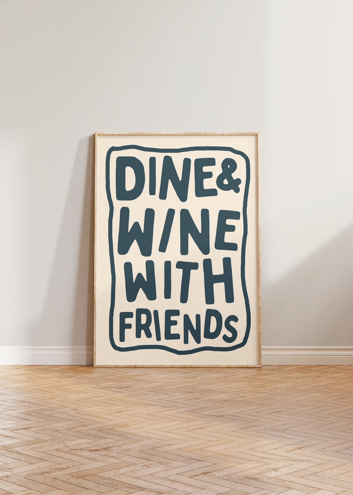 Kitchen Wine Poster, Bold Typographic Dining Room Art