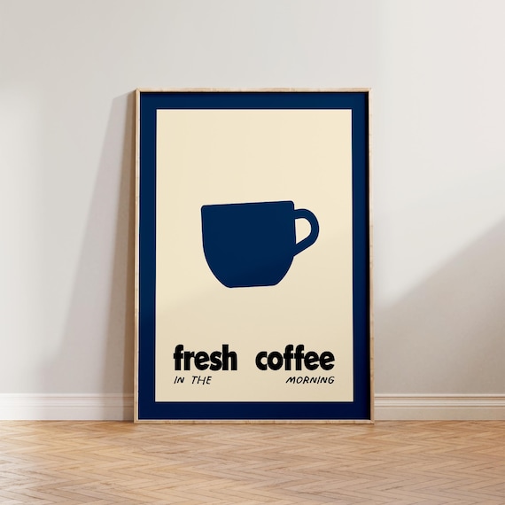 Retro Coffee Kitchen Print, Mid-Century Modern Cafe Poster