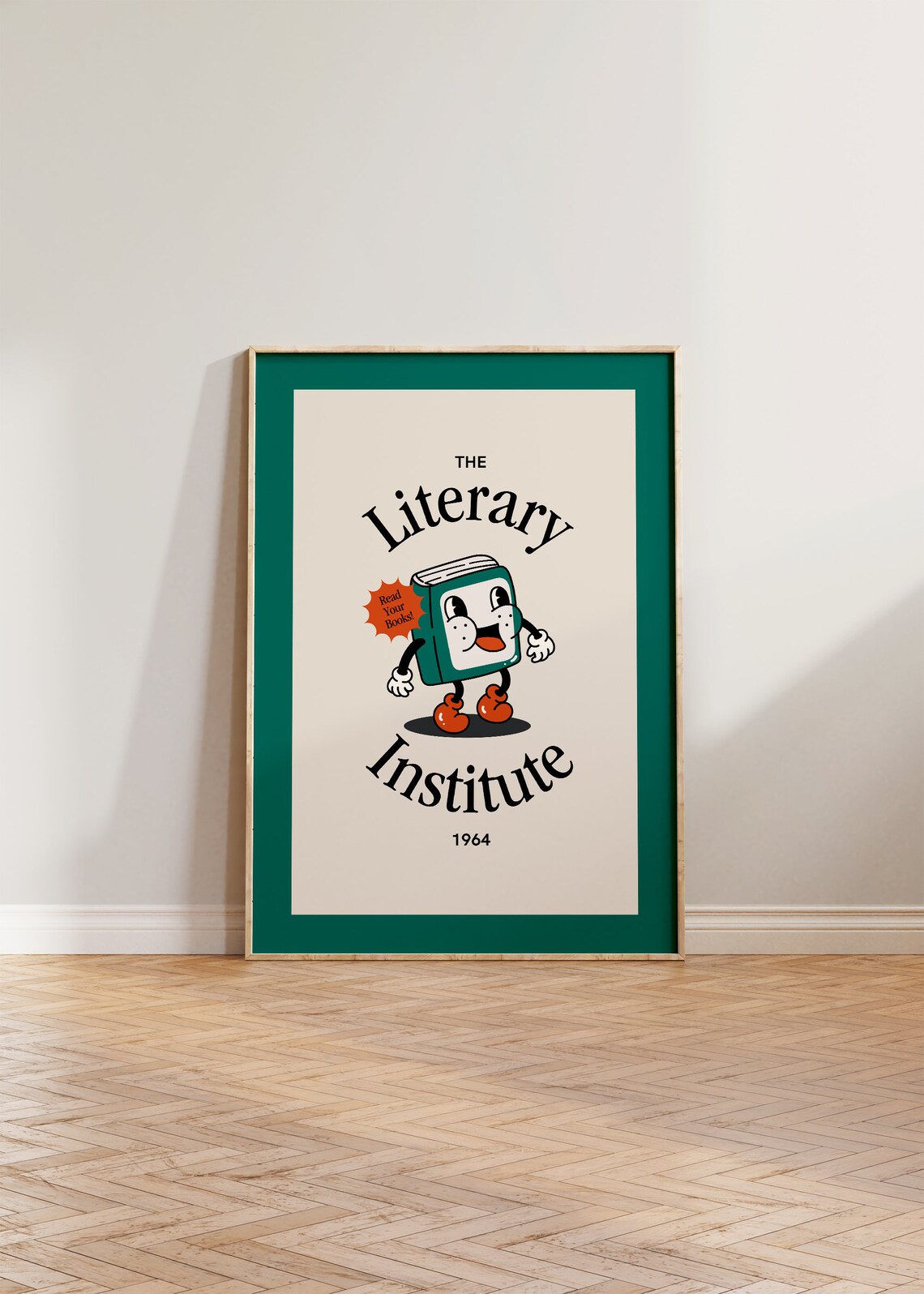 Retro Books Vintage Reading Poster, Literary Institute