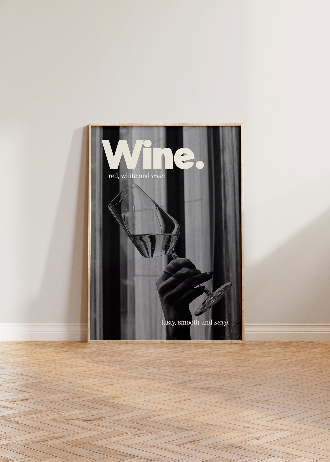 Wine Wall Art, Retro Minimalist Kitchen Poster
