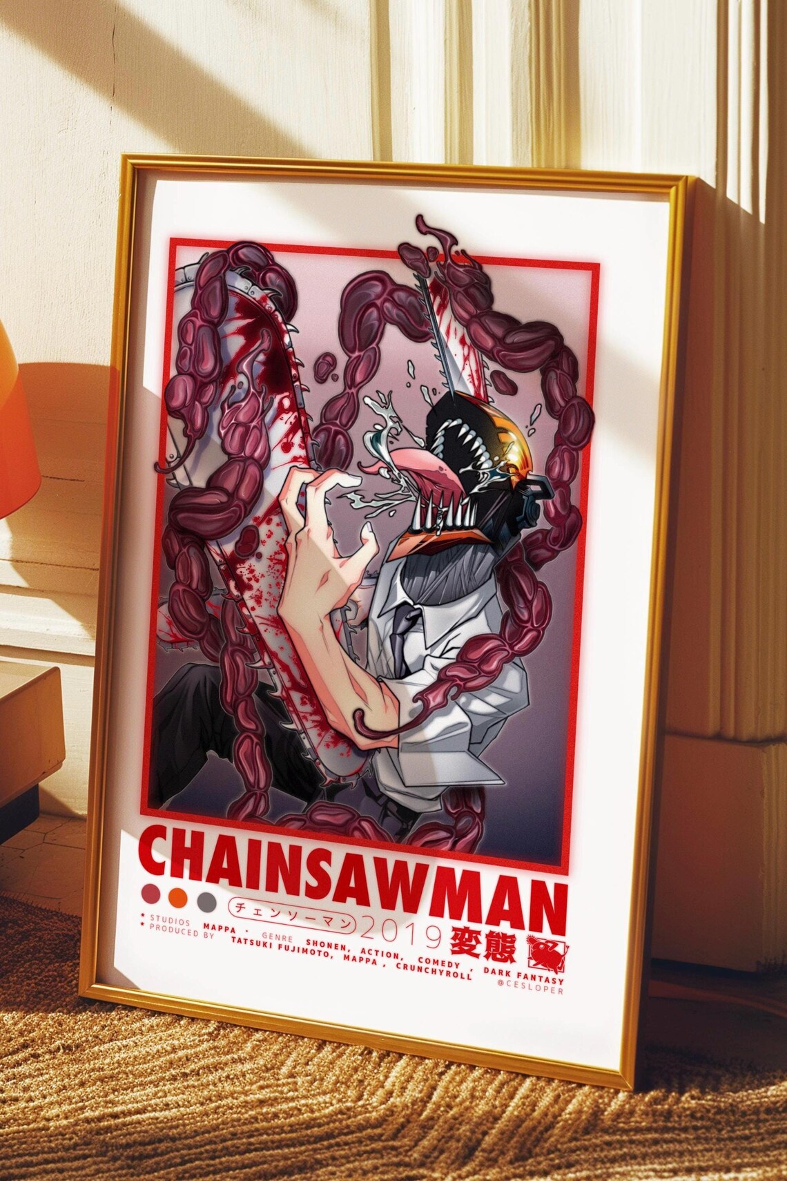 Chainsaw Man Denji Anime Art Poster 2019 MAPPA Tatsuki Fujimoto