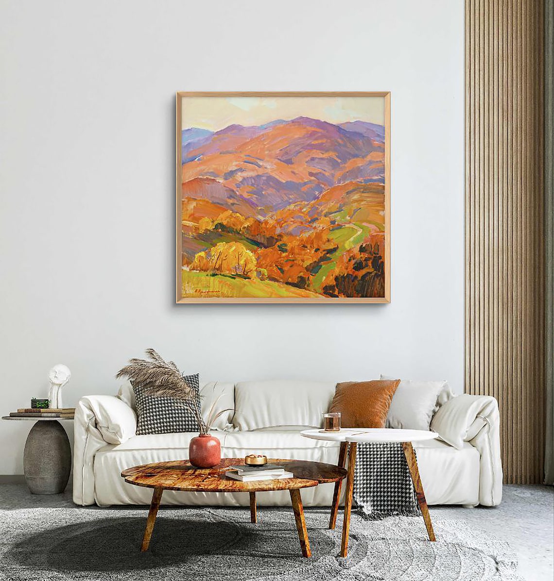 Autumn Mountain Landscape, Impressionism Art Print