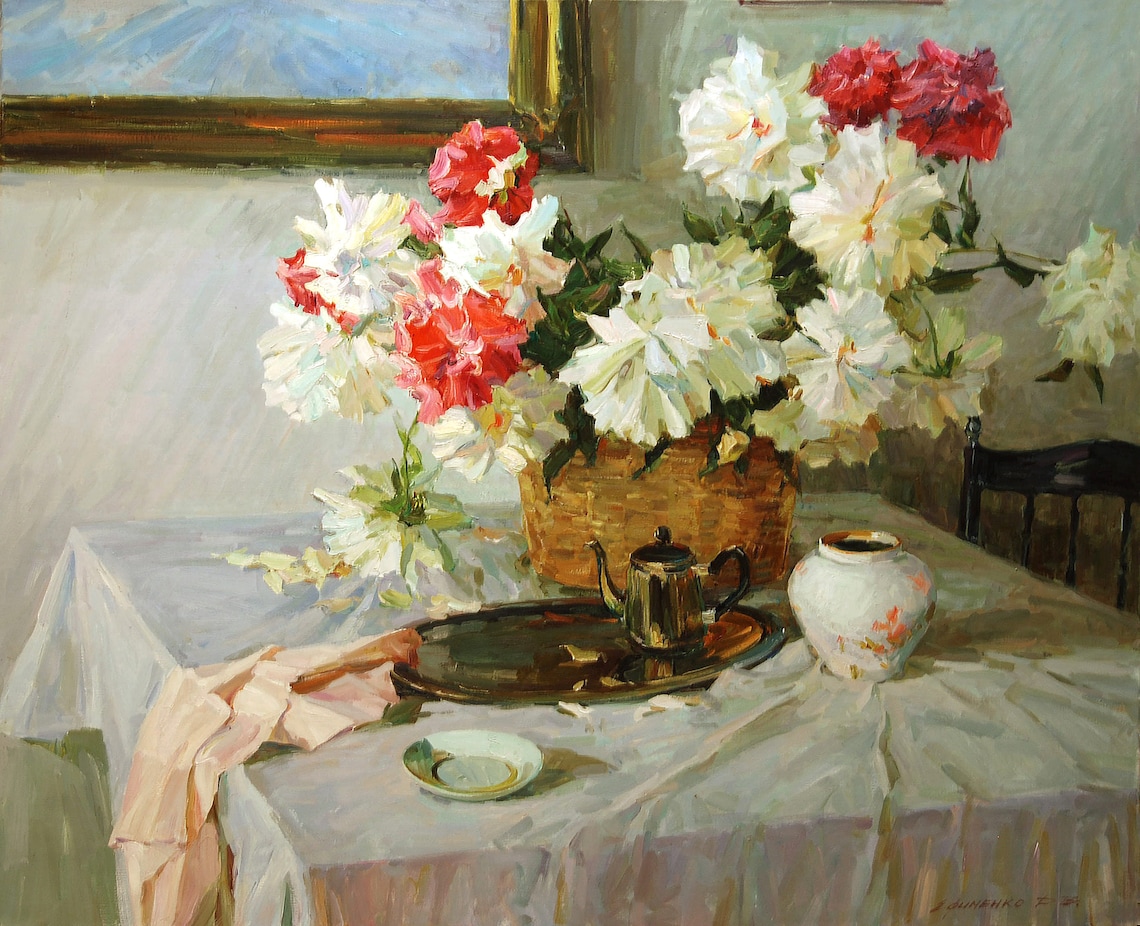 Peonies Original Oil Painting, Floral Art - Image 3