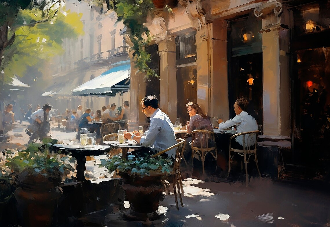 Summer Cafe, Inspired French Cafe Impressionist Style - Image 2