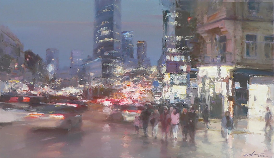 City Lights Reflections, Urban Night Landscape - Image 2