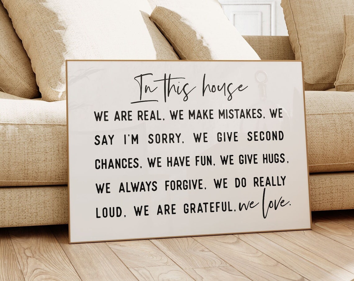 In This House We Are Real Family Rules Home Wall Decor Poster
